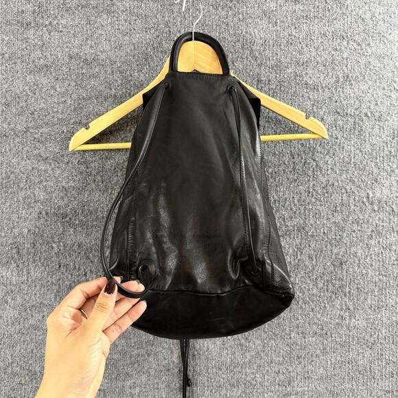 COS Unstructured Leather Backpack Drawstring Black Minimalist Casual Work Travel main image 7